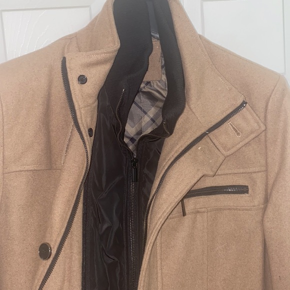 Men’s 3/4 length Pea coat in fashionable shade of Camel - Picture 3 of 7